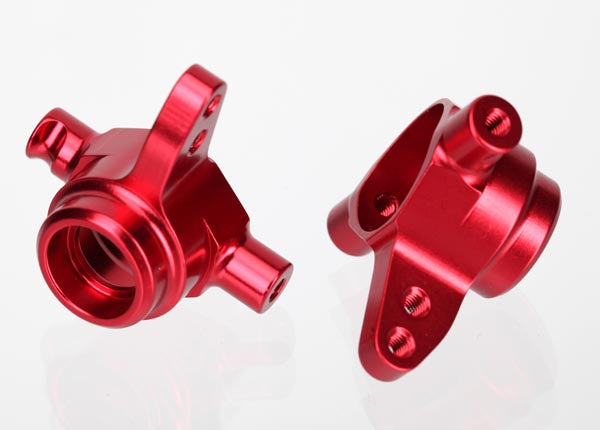 Steering blocks, 6061-T6 aluminum, left & right (red-anodized) - Xtreme RC