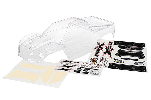 Body, X-Maxx (clear, trimmed, requires painting)/ window masks/ decal sheet - Xtreme RC