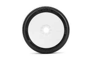 Block In 1/8 Buggy Mounted Tires White Wheels (2) Medium Soft - Xtreme RC
