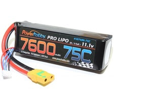 7600mAh 11.1V 3S 75C LiPo Battery with Hardwired XT90 Connector - Xtreme RC