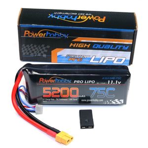 Power Hobby 3S 11.1V 5200MAH 75C Lipo Battery, w/ XT60 Plug & HC TRX Adapter