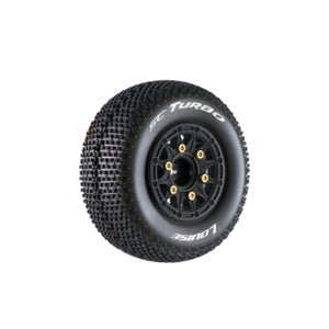 SC-Turbo 1/10 Short Course Tires, Soft, 12, 14 & 17mm Removable Hex on Black Rim (2)