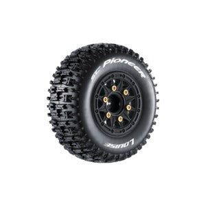 Louise R/C SC-Pioneer 1/10 Short Course Tires, Soft, 12, 14 & 17mm Removable Hex on Black Rim (2)