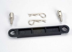 Battery hold-down plate (black)/ metal posts (2)/body clips (2) - Xtreme RC