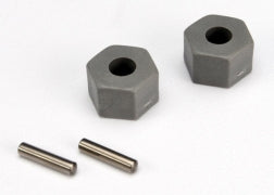 Wheel hubs, hex (tall offset, Rustler/Stampede front) (2)/ axle pins (2.5x10mm) (2) - Xtreme RC